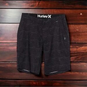Hurley Stretch Hybrid Walk Golf Shorts Mens Heather Black Flat Front Size 32 NWT